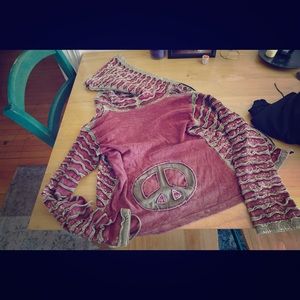 Hippie distressed hoodie Small